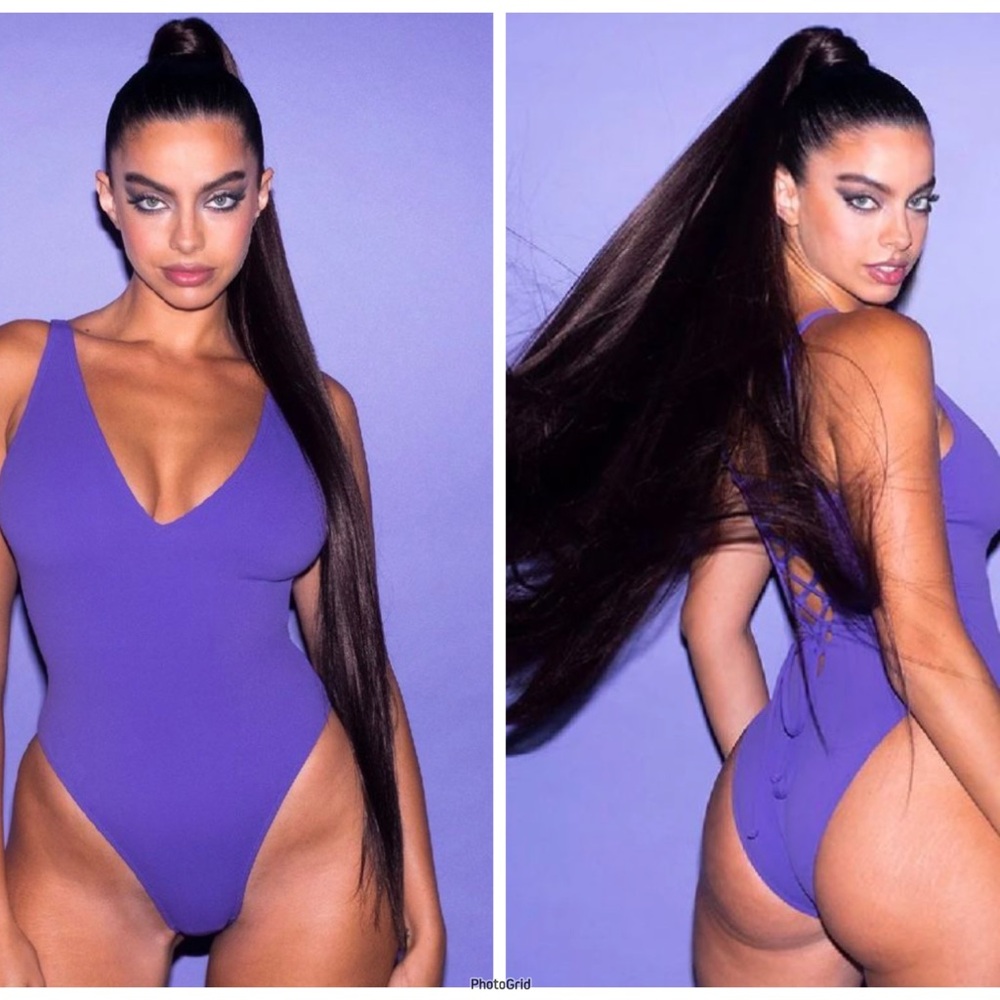 TA3 shaping high cut plungey swimsuit - large short